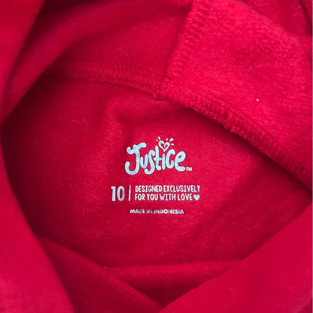 ⭐️EUC - Justice - Red, White & Gray Cropped Hooded Sweatshirt - Girls Size 10